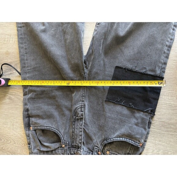 BDG UO Puddle Jeans Women 27 Black Gray Wide Leg Grunge 90s Y2K Patched Denim - Picture 9 of 11